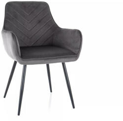 SIGNAL MEBLE Fig Velvet Étkezőszék Szürke Bársony Fekete Fém Vázzal (SIG-FIGVCSZ)
