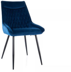 SIGNAL MEBLE Agat Velvet Luxus Étkezőszék Kék Bársony Fekete Fém Vázzal (SIG-AGATVCGR) - pepita