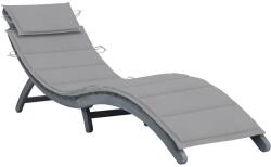 vidaXL szürke tömör akácfa napozóágy párnával (3064045)