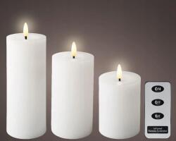 Lumineo Led gyertyakészlet távirányítóval, 11, 2 cm, 15 cm, 17 cm, fehér, Ksd (489201)