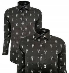 Anagre Férfi Alkalmi Ing Casual Karácsonyi Rénszarvas Fekete XXL