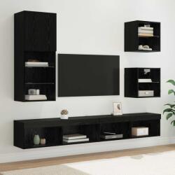 vidaXL TV Fali Egységek LED-del LED -es lámpákkal 5 pcs Fekete tölgy Faanyag (3402952)
