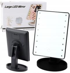  Kozmetikai tükör 16 Led diódával és állítható állvánnyal, fekete színben (24875)