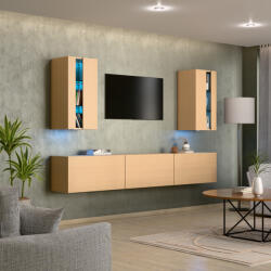 Intenso Concept-21 nappali faliszekrény sor - 240 cm (világos tölgy) - miniwebshop