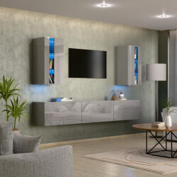 Intenso Concept-21 nappali faliszekrény sor - 240 cm (magasfényű szürke) - miniwebshop
