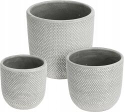 H&L Weave virágtartó szett világos szürke, 3 darabos, három különböző méretben, matt textúrával (A956-03-SS)