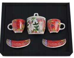  Egan Le Pupazze 2 db piros eszpresszós csésze és cukortartó készlet