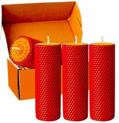  4x Honeycomb méhviasz gyertya 10cm piros sárga természetes