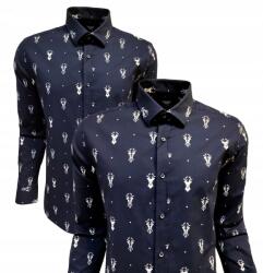 Anagre Férfi Alkalmi Ing Casual Karácsonyi Rénszarvas Sötétkék XL