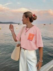 Shein Rózsaszín Nyomott Mintás Póló (L) - allegro - 2 175 Ft