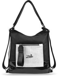  Zellia Női Válltáska/Hátizsáká Alakítható 19010 Fekete-Ezüst - Crown-Ch - (05007837)
