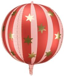 Party Deco Fólia lufi labda csillagokkal, 75 cm, piros