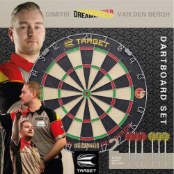 Target Darts tábla Target Dimitri van den Bergh két szett nyíllal és dobóvonallal