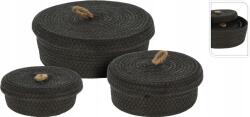 H&L BlackTwist tárolókosár fedéllel 3 darabos szett, fekete (A961-03-00)