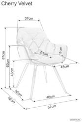  Cherry Bjorn Tűzött Olívazöld Szövet Étkezőszék Fekete Fém Lábakkal (SIG-CHERRYBJCOL)