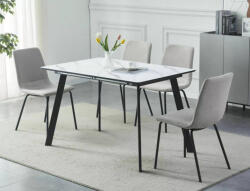  Bari Kihúzható Márvány Étkezőasztal MDF Fehér-Fekete Modern (SIG-BARIBMAC120)