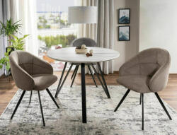  Capri Vardo Forgó Étkezőszék Sötét Bézs Szövet Fekete Fém Vázzal (SIG-CAPRIVACCBE)