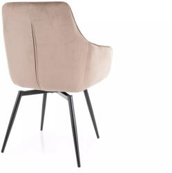  Marlo Velvet Bársony Étkezőszék Sötétbézs Fekete Lábakkal Auto-Return Funkcióval (SIG-MARLOVCCBE)