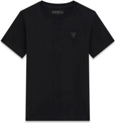 GUESS Едноцветна черна тениска за момче с малко гумирано лого Guess