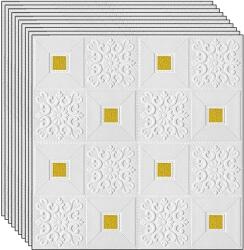 NEXTLY 50 db-os 3D NEXTLY öntapadós tapéta szett, falra vagy mennyezetre, vízálló, állítható, erős ragasztóval, könnyen felhelyezhető, 24, 5 nm-es fedési terület, 70x70 cm, modern design, fehérarany, kód 737