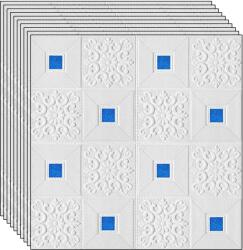 NEXTLY 40 db-os 3D NEXTLY öntapadós tapéta szett, falra vagy mennyezetre, vízálló, állítható, erős ragasztóval, könnyen felhelyezhető, 19, 6 m2 fedett terület, 70x70 cm, modern design, fehér-kék, kód 7373-26