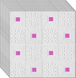 NEXTLY 50 db-os 3D NEXTLY öntapadós tapéta szett, falra vagy mennyezetre, vízálló, állítható, erős ragasztóval, könnyen felhelyezhető, 24, 5 nm-es fedési terület, 70x70 cm, modern design, fehér-lila, kód 737