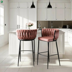  Elegáns Bárszék Rózsaszín Bársony Kárpittal. FLORES (ME.FLORES/R/CZ/V/H)