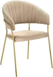 TEMPO KONDELA Design étkezőszék, bézs Velvet szövet/gold króm arany, DASMIN NEW TYP 1