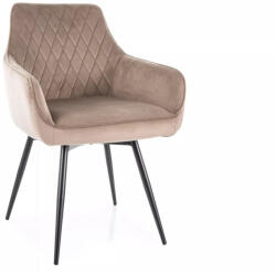 SIGNAL MEBLE Marlo Velvet Bársony Étkezőszék Sötétbézs Fekete Lábakkal Auto-Return Funkcióval (SIG-MARLOVCCBE) - pepita