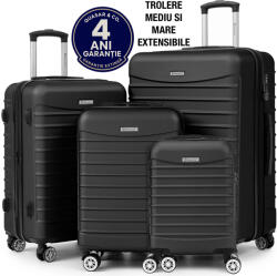 Quasar & Co 4 darabos Quasar & Co. ® gurulós bőrönd szett, XS/S/M/L, lopásgátló cipzáras bőröndök, kézi-/feladott poggyász, kóddal, teleszkópos fogantyúval, 4 db 360°-ban forgó, csendes dupla kerékkel ell - pepit