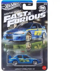 Mattel Hot Wheels Fast & Furious Graphic Remix Mitsubishi Lancer Evolution VII kisautó (JBY47) - morzsajatekbolt