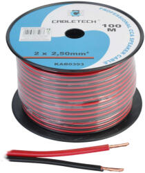 Cabletech KAB0393 CCA hangszórókábel 2, 5 mm-es fekete/piros (100 m-es tekercs)