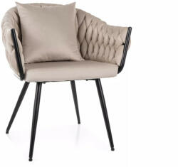 SIGNAL MEBLE Nuvo Velvet Bársony Étkezőszék Világos Bézs Steppelt Háttámlával (SIG-NUVOVCJBE) - pepita