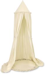  Készlet: függő pamut baldachin gyerekszobába és egy fodros szőnyeg - krémszínű