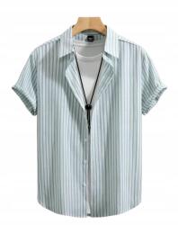 Shein S Férfi Rövid Ujjú Csíkos Ing