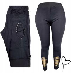  Pamut Leggings Gyöngyökkel Díszítve Magas Derék cirkónia fekete 44 46 2XL 08