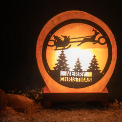  Himalája Sólámpa - MERRY CHRISTMAS korong forma (SLK-MERRY)