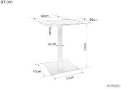  BT001 Négyzetes Matt Fekete MDF Bárasztal Fém Lábbal (SIG-BT001C60)