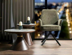  Napa Luxury Kerek Kerámia Dohányzóasztal Márvány-Bronz Arany Díszítéssel (SIG-NAPABBBR)