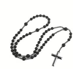 Kincsecske Kollekció Férfi fényes fekete hematit rózsafüzér
