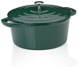 Kela Oală din fontă cu capac Calido rotundă verde smarald 26x12 cm 4, 6l KL-12901