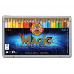 KOH-I-NOOR Creioane colorate multicolor Koh-I-Noor Magic Jumbo 3 in 1, 24 buc. /set, cutie metal (K3408-24)