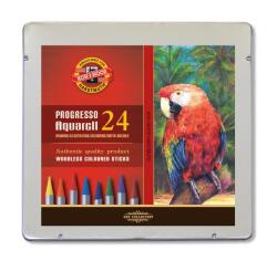 KOH-I-NOOR Creioane colorate acuarela, fara lemn, Koh-I-Noor Progresso Aquarell, 24 culori (K8784-24)