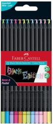 Faber-Castell Creioane colorate pastel + neon, Faber-Castell 12 culori Black Edition (FC116410)