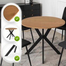  Kerek Étkezőasztal Aranytölgy/Fekete Színben. LAUREN 80 cm (ME-ME-LAUREN-D-CZ-S80)