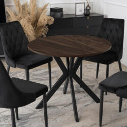  Kerek Étkezőasztal Dió/Fekete Színben LAUREN 90 cm (ME-ME-LAUREN-O-CZ-S90)
