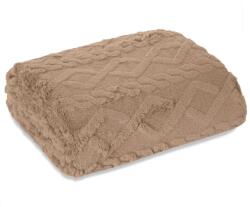 Eurofirany Fonott mintás puha plüss takaró Bézs 200x220 cm (438781)