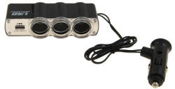 CARMOTION 3-as szivargyújtó elosztó USB-vel (CM58608N)