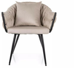  Nuvo Velvet Bársony Étkezőszék Világos Bézs Steppelt Háttámlával