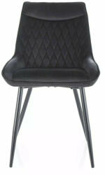  Agat Velvet Luxus Étkezőszék Fekete Bársony Steppelt